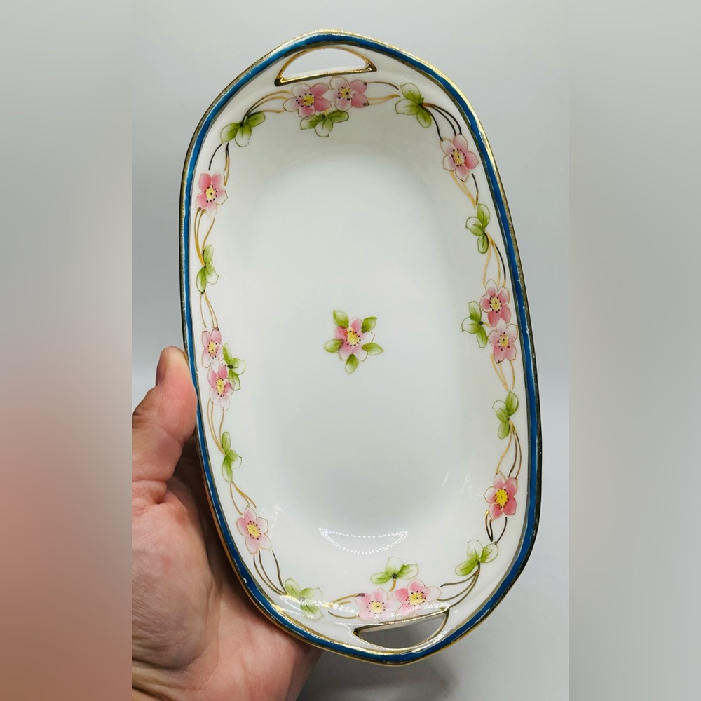 Vintage Nippon Hand Painted Oblong Dish